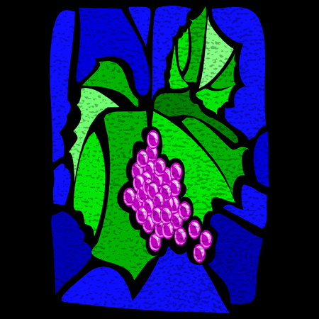 Stained glass  still life fruitsのイラスト素材
