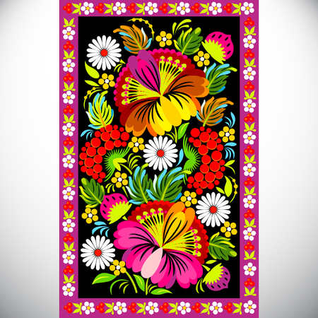 Petrykivka paintingのイラスト素材