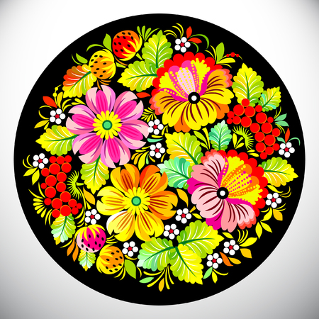 Petrykivka paintingのイラスト素材