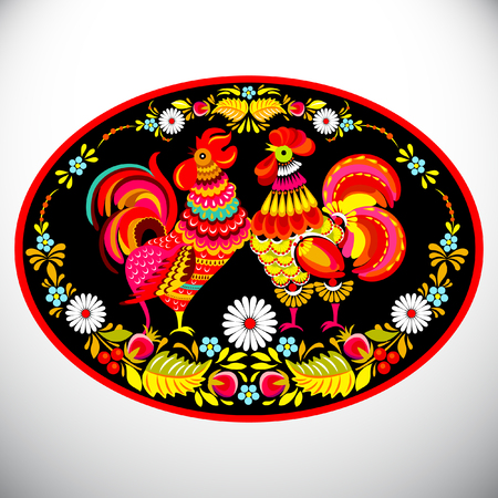 Petrykivka painting vector illustration.のイラスト素材