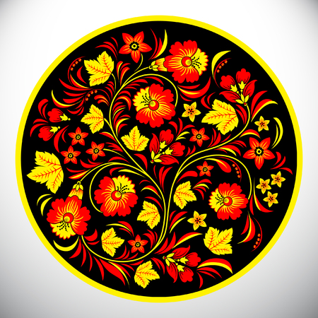 Khokhloma circle design vector illustration.のイラスト素材