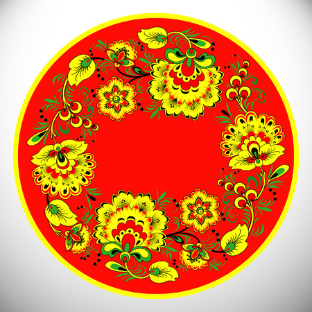 Khokhloma.Circle design vector illustration.のイラスト素材