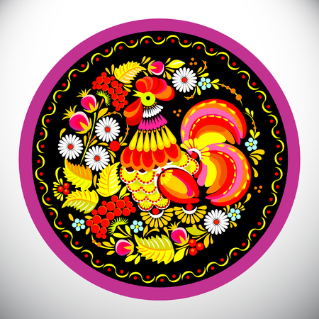 Petrykivka painting vector illustration.のイラスト素材