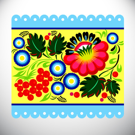 Petrykivsky paintingのイラスト素材