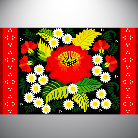 Petrykivsky painting vector illustration.のイラスト素材