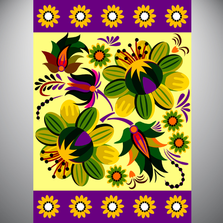 Petrykivsky painting vector illustration.のイラスト素材