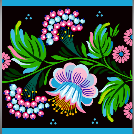 Petrykivsky painting vector illustration.のイラスト素材