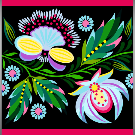 Petrykivsky painting vector illustration.のイラスト素材