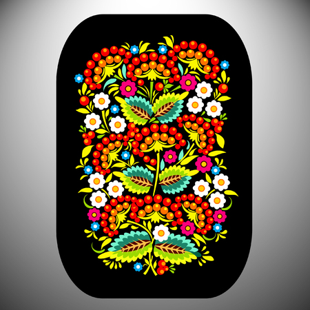 Petrykivsky paintingのイラスト素材