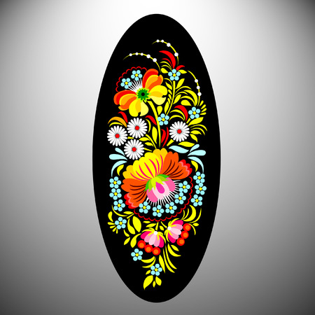 Petrykivsky paintingのイラスト素材