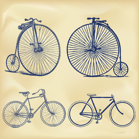 Vintage bicycles setのイラスト素材