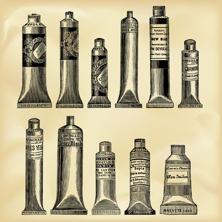 Vintage artist toolsのイラスト素材