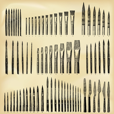 Vintage artist toolsのイラスト素材