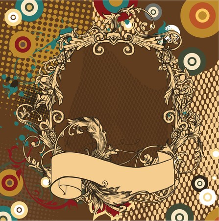 vintage illustration of a floral frame with scrollの写真素材