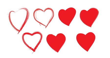 valentine illustration of five abstract hearts with grungeの写真素材