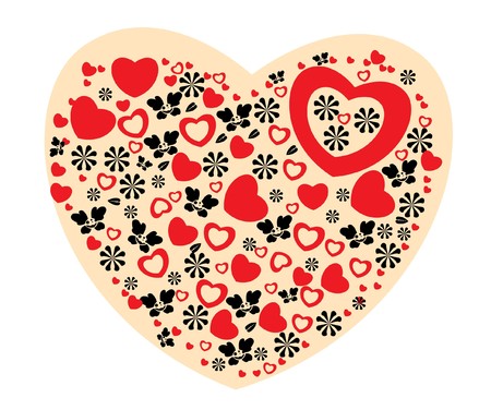 abstract illustration of an abstract heart made of flowersの写真素材