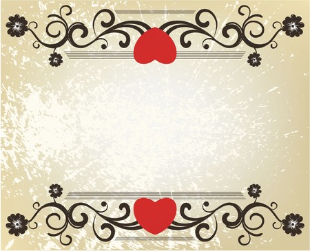 abstract illustration of a floral background with heartsの写真素材