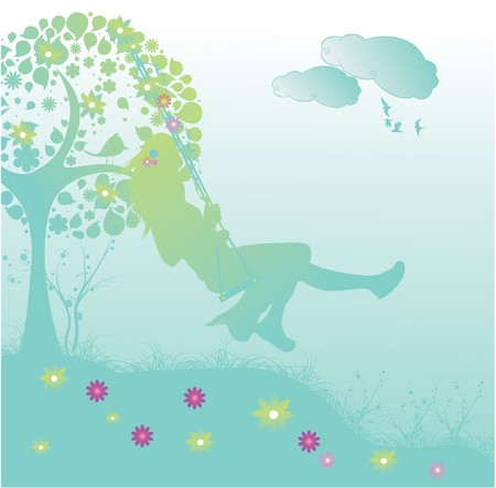 abstract illustration with floral, grunge and silhouetteの写真素材