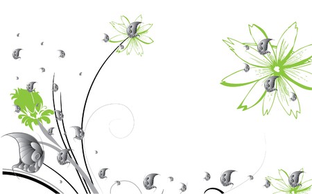 beautiful abstract illustration with floral and butterflyの写真素材