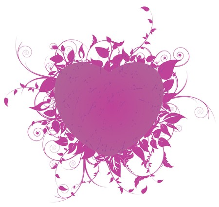 abstract illustration with floral, heart and grungeの写真素材