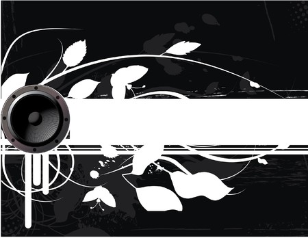 music illustration of a speaker with grunge and floralの写真素材