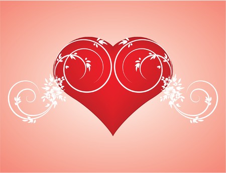 valentine illustration of a heart with floralの写真素材