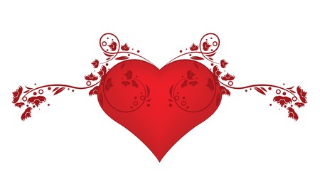 valentine illustration of a heart with floralの写真素材