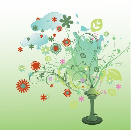 abstract illustration of a floral background with grungeの写真素材