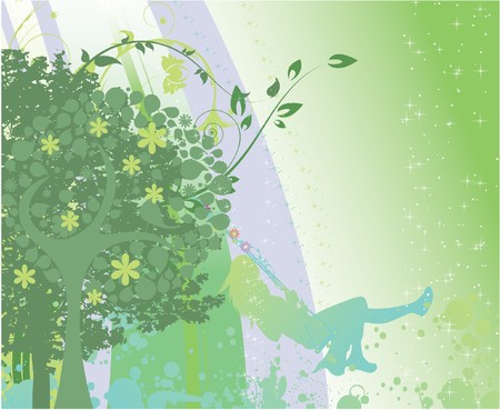 abstract illustration with floral, grunge and silhouetteの写真素材