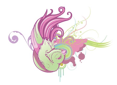 valentine illustration of a bird with floralの写真素材