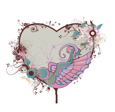 valentine illustration of a frame with floralの写真素材