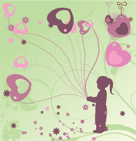 valentine illustration of a background with floralの写真素材