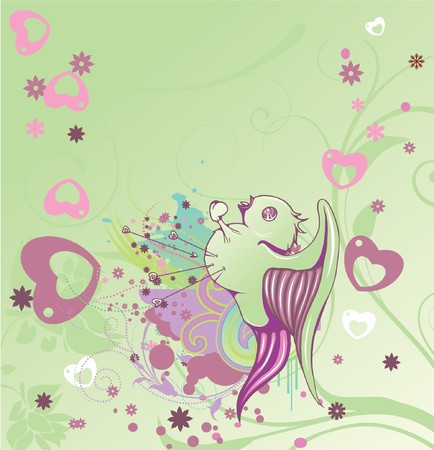 valentine illustration of a background with floralの写真素材