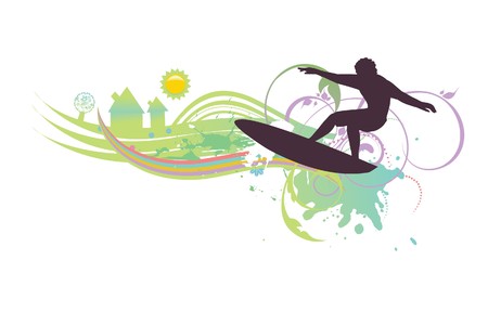abstract illustration with floral, grunge and surferの写真素材