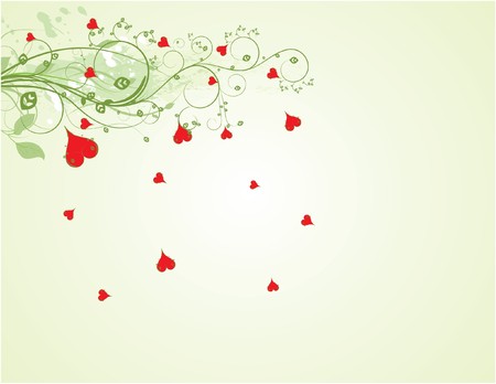 abstract illustration with floral, grunge and heartsの写真素材
