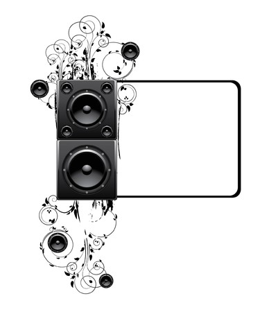 abstract illustration with floral, grunge and speakerの写真素材