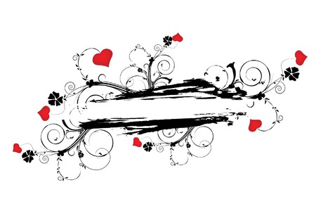 abstract illustration with floral, grunge and heartsの写真素材