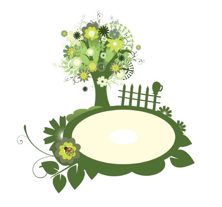 abstract illustration of a frame with floralの写真素材