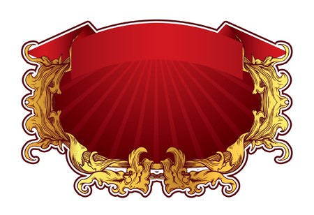 vintage illustration of a sticker with scrollの写真素材