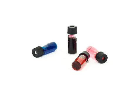 Vials with colored liquid