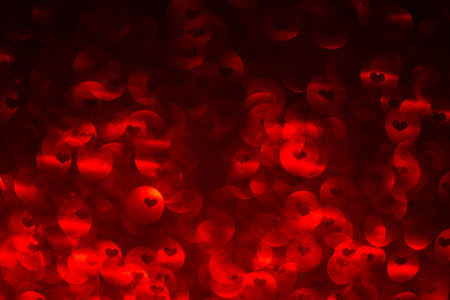 valentines day red background with hearts bokeh and copy space for text, card for Valentine's day,...