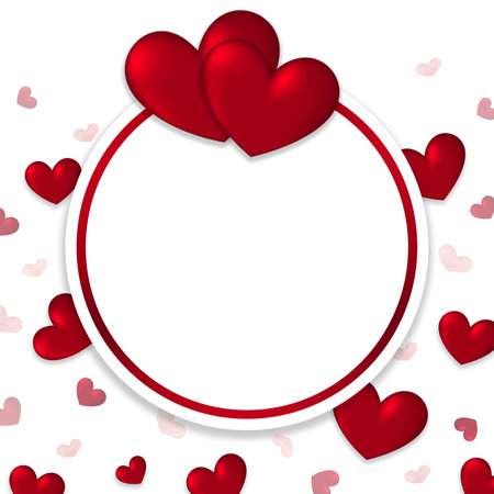 Valentine's day concept poster with 3d red and pink hearts, cute love sale banner or greeting card, Valentines card illustration designの写真素材