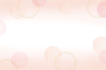 Peachy pink abstract background with pink, peach and golden circles, luxury card template, illustration background for banner, poster, invitation, web or packagingの写真素材