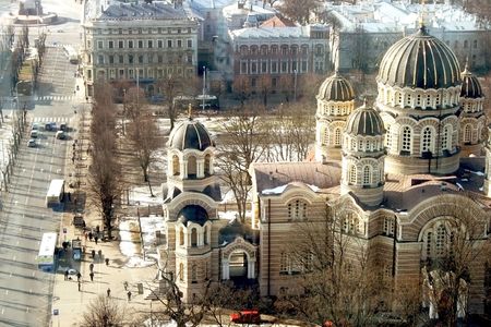 View on the Orthodoxal Cathedral in Rigaの写真素材