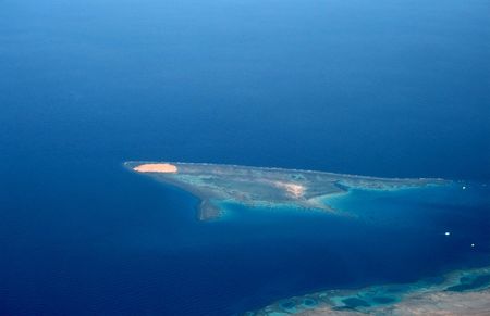 Island in the Red sea(view from plane)の写真素材