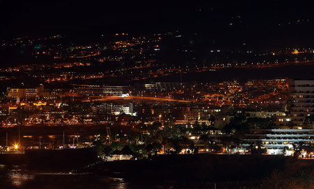 Playa de Las Americas at night Tenerife, Canaries islands, Spain