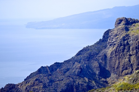 Mountains with a view on Atlantic ocean on a road on volcano of Teide, Tenerif  279;の写真素材