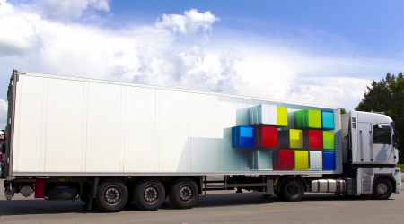 Modern cargo truck sent to the on loadingの写真素材