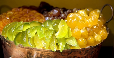 Luxurious candied fruit are in the pastry shops of Nice, Franceの写真素材