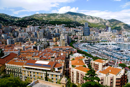  Montecarlo marina harbor panorama in principality Monaco 25 08 2013のeditorial素材